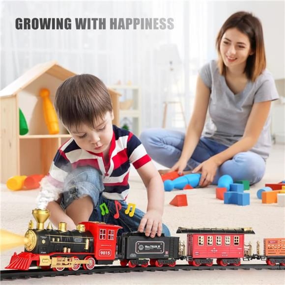 Train Set - Train Toys for Boys Girls w/Smokes, Lights & Sound, Tracks,Toy Train - Picture 3 of 6